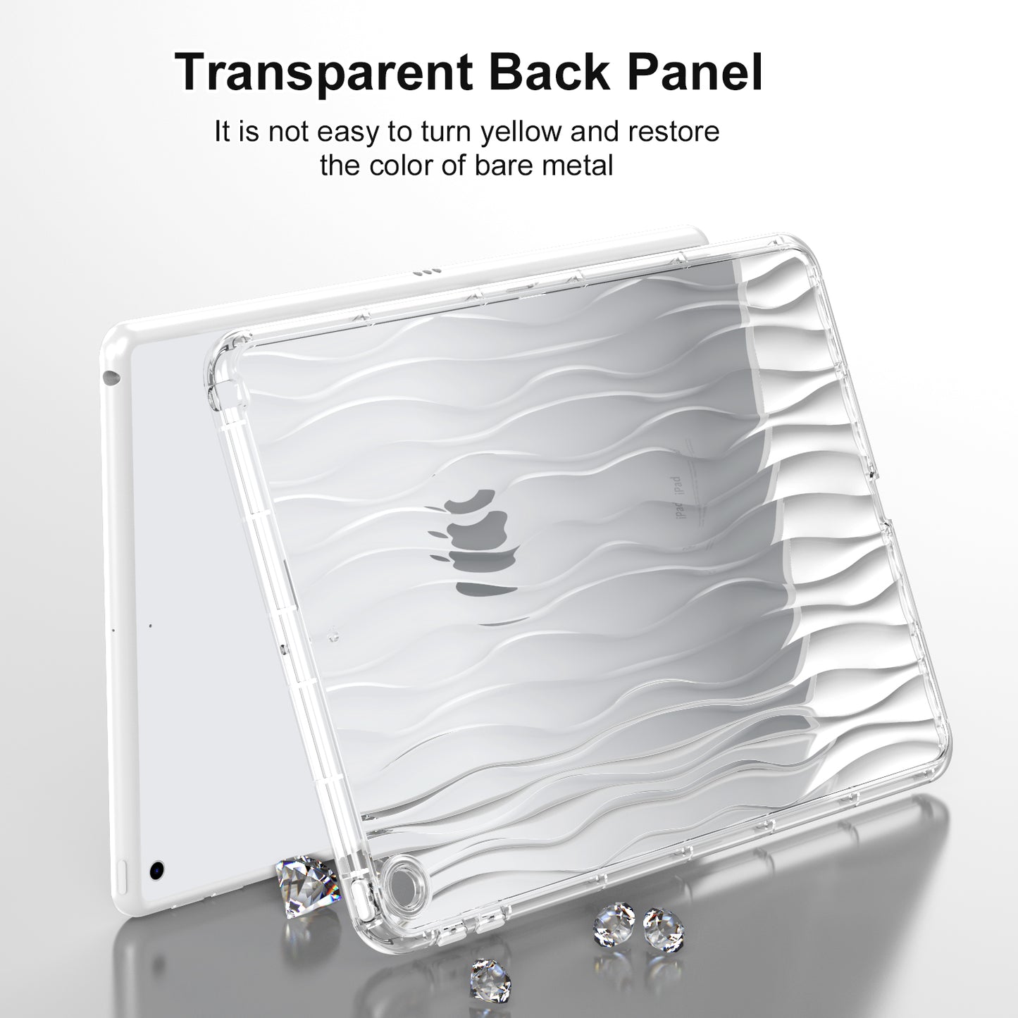 For iPad 10.2 (2019) / (2020) / (2021) Wave Texture Cover Soft TPU Transparent Tablet Protective Case