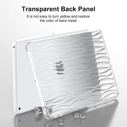 For iPad 10.2 (2019) / (2020) / (2021) Wave Texture Cover Soft TPU Transparent Tablet Protective Case