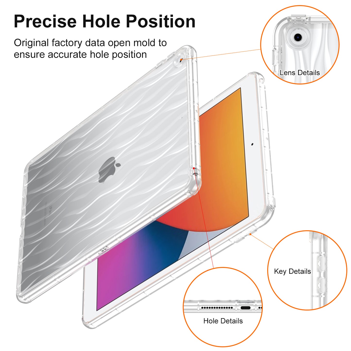 For iPad 10.2 (2019) / (2020) / (2021) Wave Texture Cover Soft TPU Transparent Tablet Protective Case