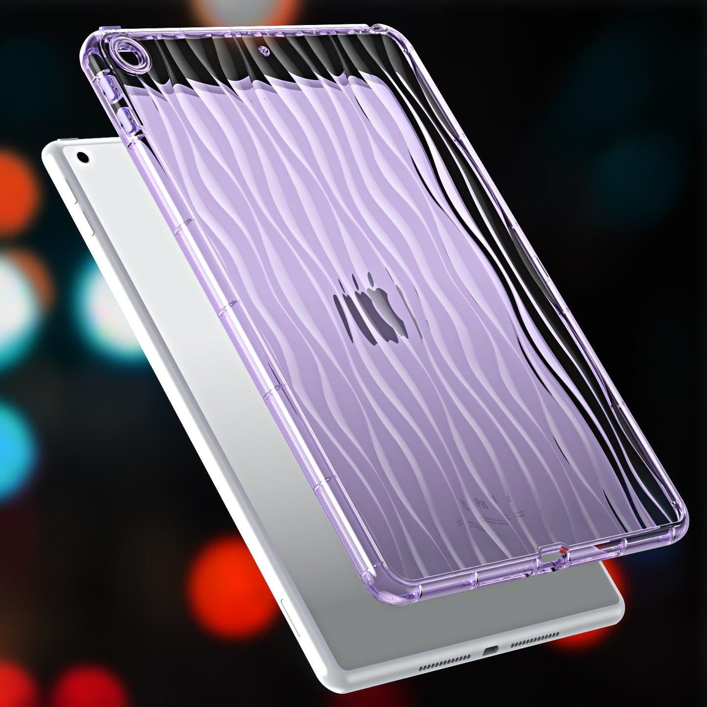For iPad 10.2 (2019) / (2020) / (2021) Wave Texture Cover Soft TPU Transparent Tablet Protective Case