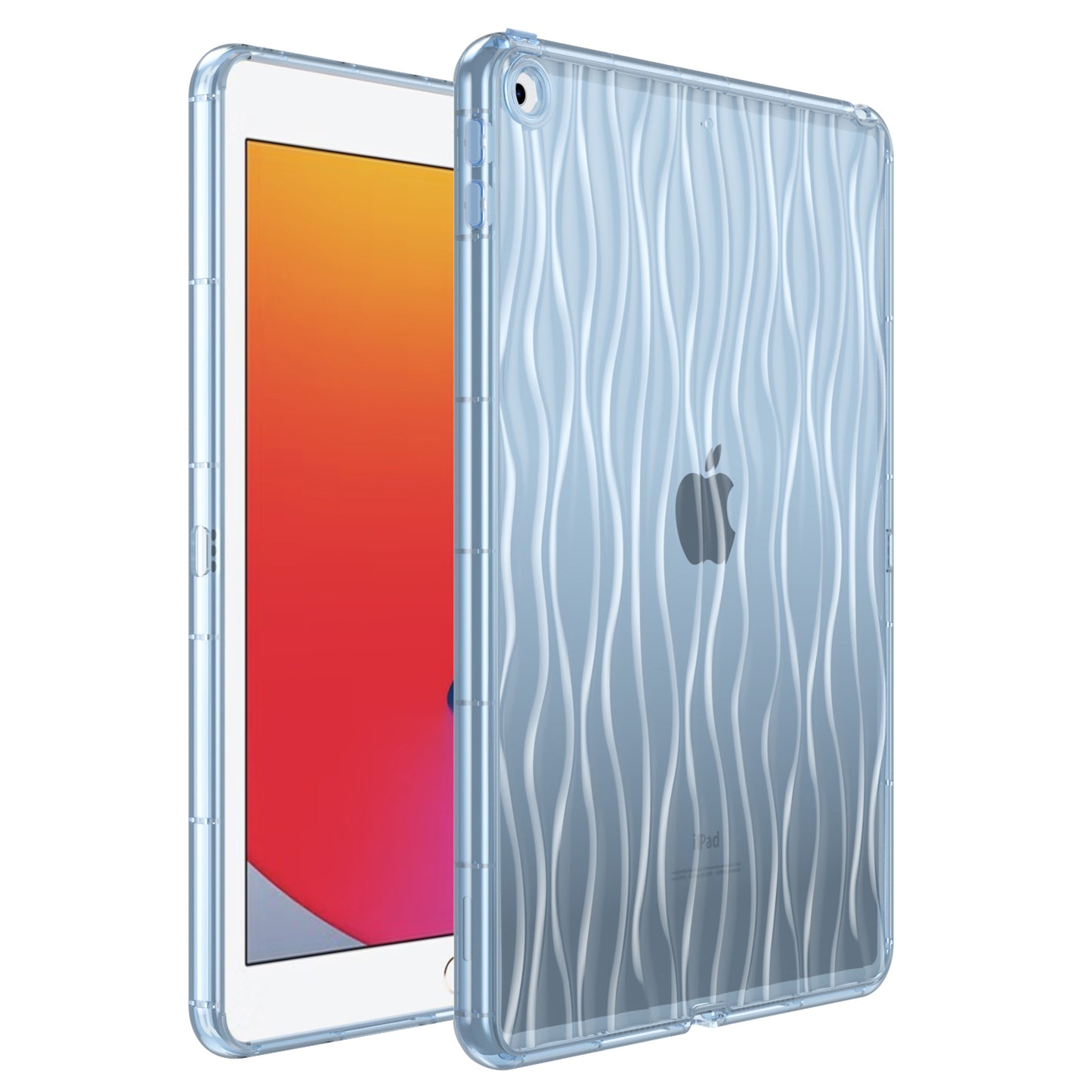 For iPad 10.2 (2019) / (2020) / (2021) Wave Texture Cover Soft TPU Transparent Tablet Protective Case