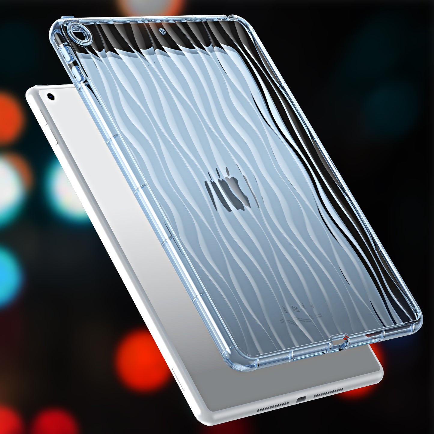For iPad 10.2 (2019) / (2020) / (2021) Wave Texture Cover Soft TPU Transparent Tablet Protective Case