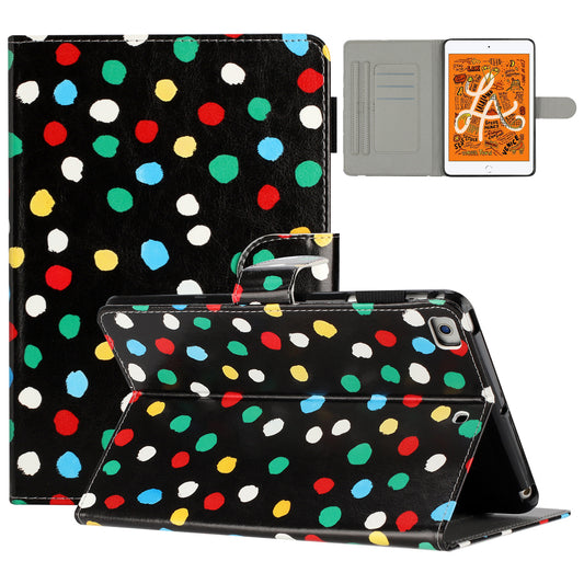 For iPad Mini / Mini 2 / mini 3 / mini 4 / mini (2019) 7.9 inch PU Leather Tablet Case Dot Printing Shockproof Cover
