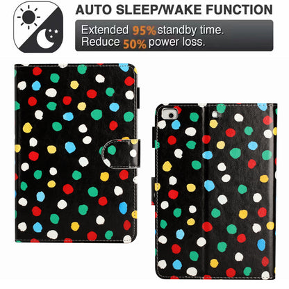 For iPad Mini / Mini 2 / mini 3 / mini 4 / mini (2019) 7.9 inch PU Leather Tablet Case Dot Printing Shockproof Cover