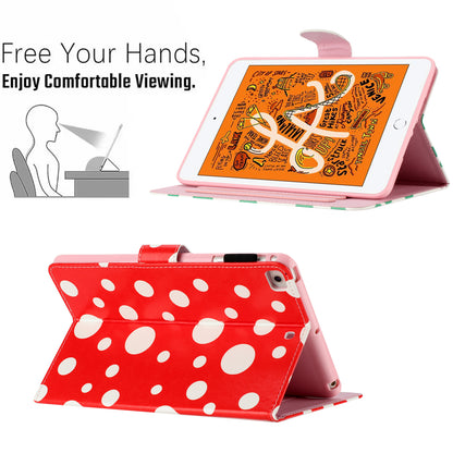 For iPad Mini / Mini 2 / mini 3 / mini 4 / mini (2019) 7.9 inch PU Leather Tablet Case Dot Printing Shockproof Cover