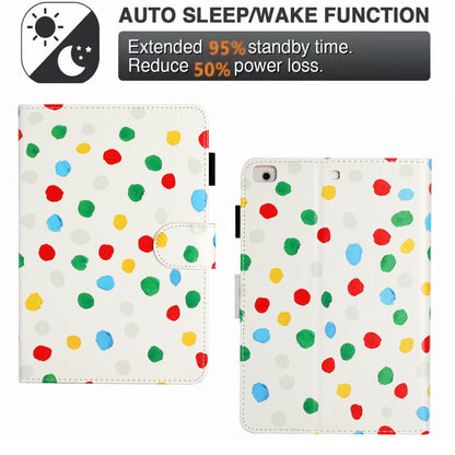For iPad Mini / Mini 2 / mini 3 / mini 4 / mini (2019) 7.9 inch PU Leather Tablet Case Dot Printing Shockproof Cover