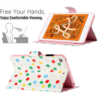 For iPad Mini / Mini 2 / mini 3 / mini 4 / mini (2019) 7.9 inch PU Leather Tablet Case Dot Printing Shockproof Cover