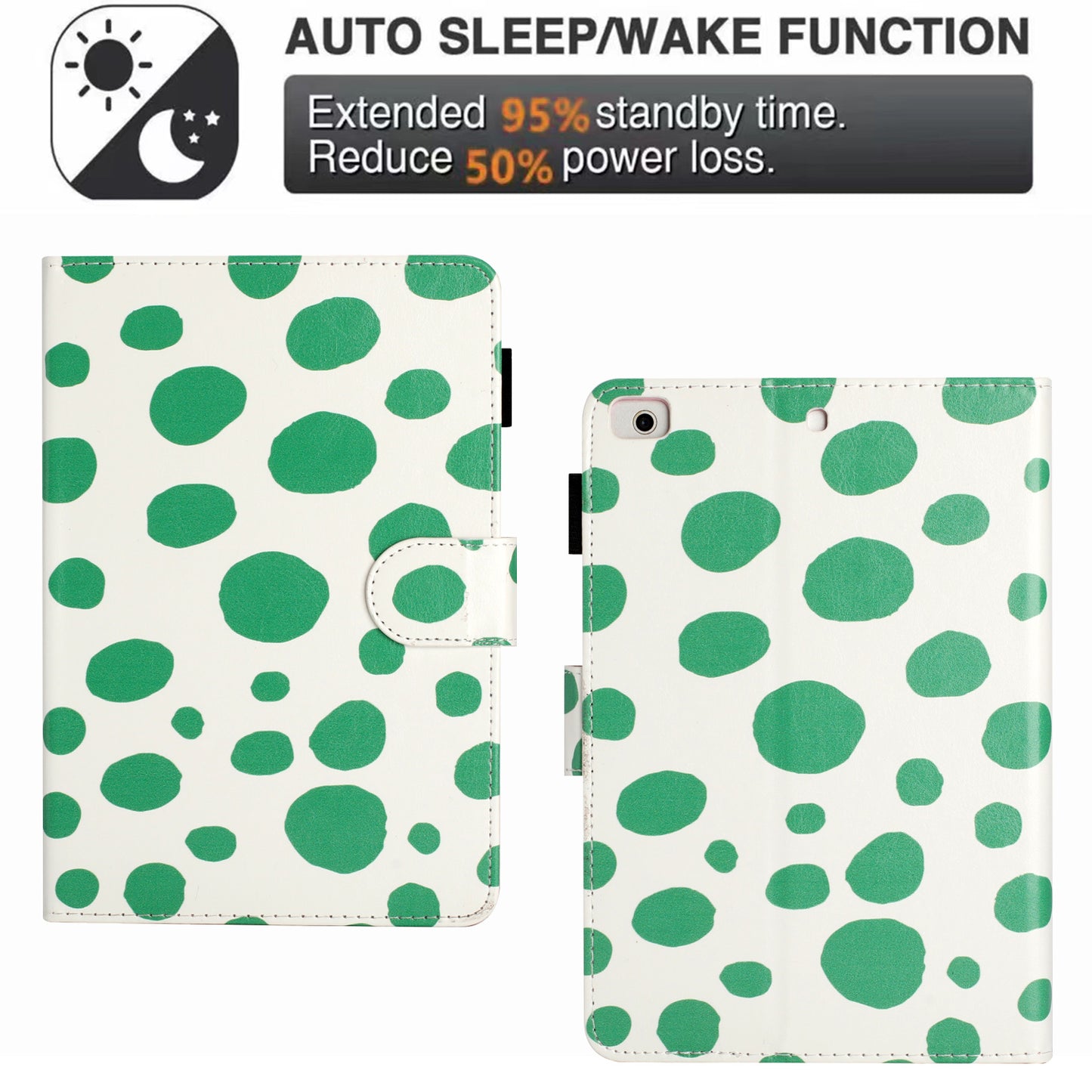 For iPad Mini / Mini 2 / mini 3 / mini 4 / mini (2019) 7.9 inch PU Leather Tablet Case Dot Printing Shockproof Cover
