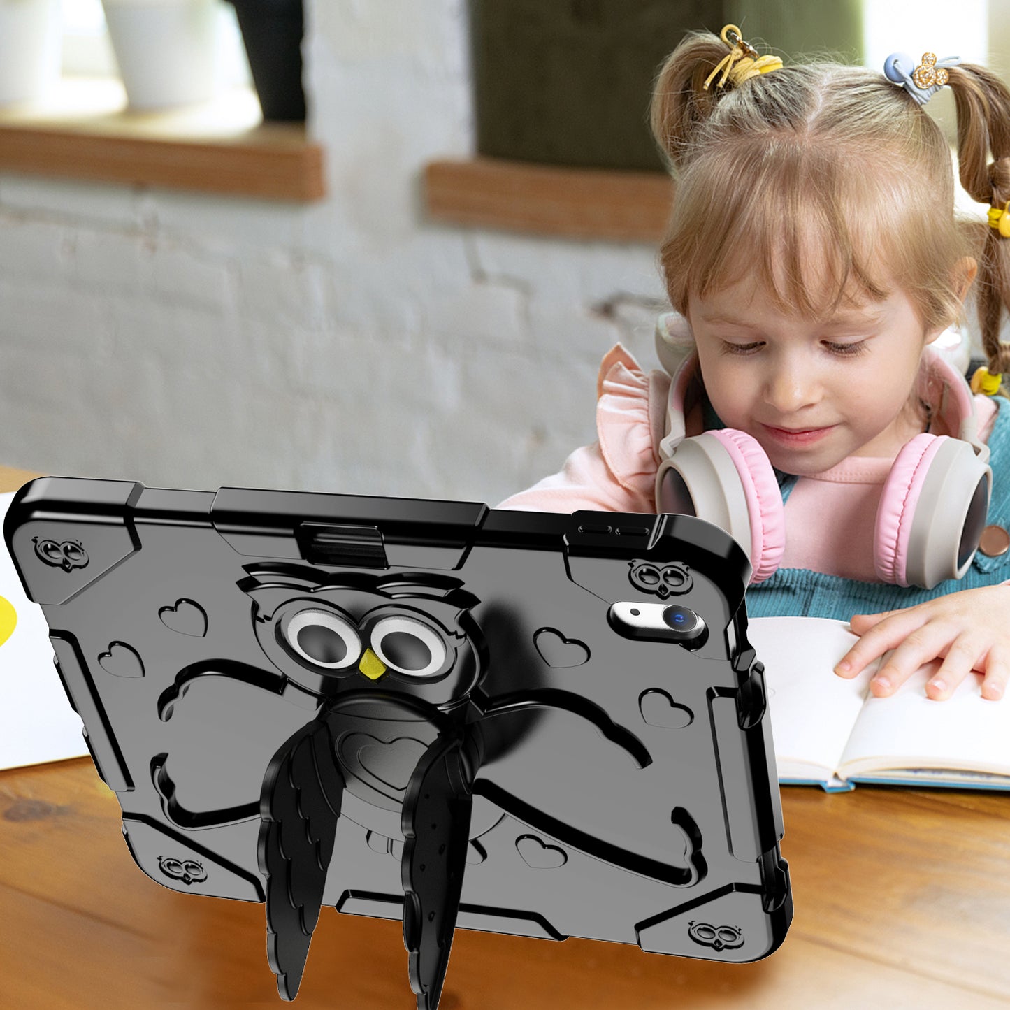 For iPad 10.9 (2022) Silicone Protective Cover PC Kickstand Kids Friendly Tablet Case