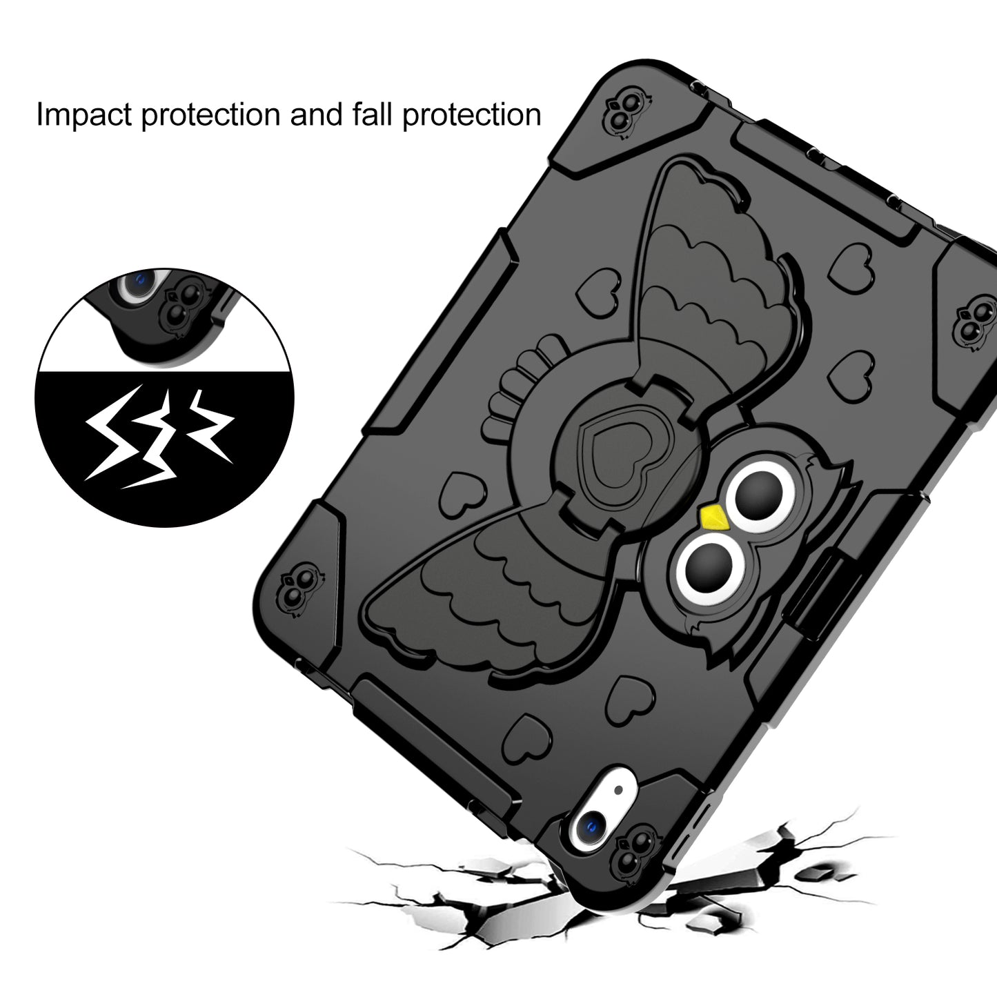 For iPad 10.9 (2022) Silicone Protective Cover PC Kickstand Kids Friendly Tablet Case