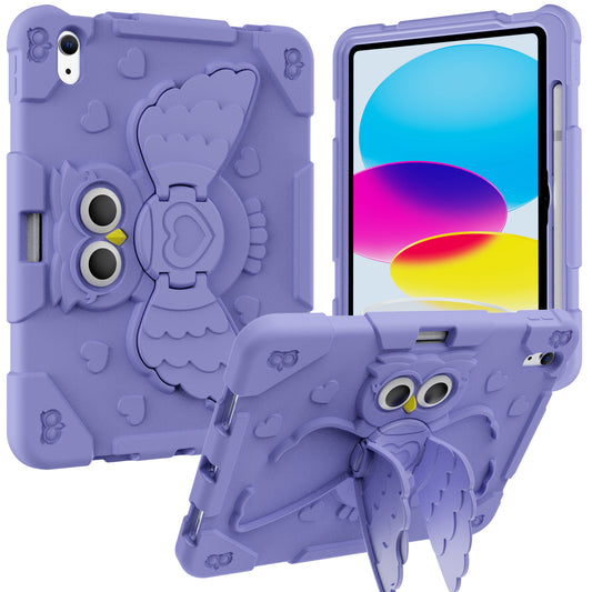 For iPad 10.9 (2022) Silicone Protective Cover PC Kickstand Kids Friendly Tablet Case