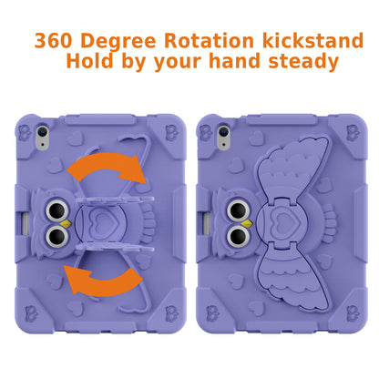 For iPad 10.9 (2022) Silicone Protective Cover PC Kickstand Kids Friendly Tablet Case
