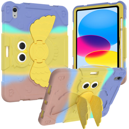 For iPad 10.9 (2022) Gradient Silicone Tablet Case Rotating PC Kickstand Anti-Slip Cover