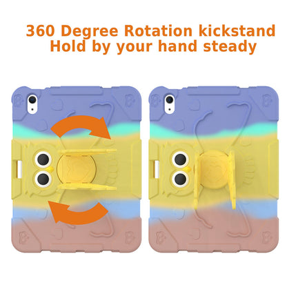 For iPad 10.9 (2022) Gradient Silicone Tablet Case Rotating PC Kickstand Anti-Slip Cover