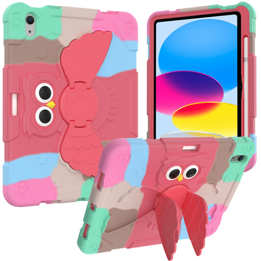 For iPad 10.9 (2022) Gradient Silicone Tablet Case Rotating PC Kickstand Anti-Slip Cover