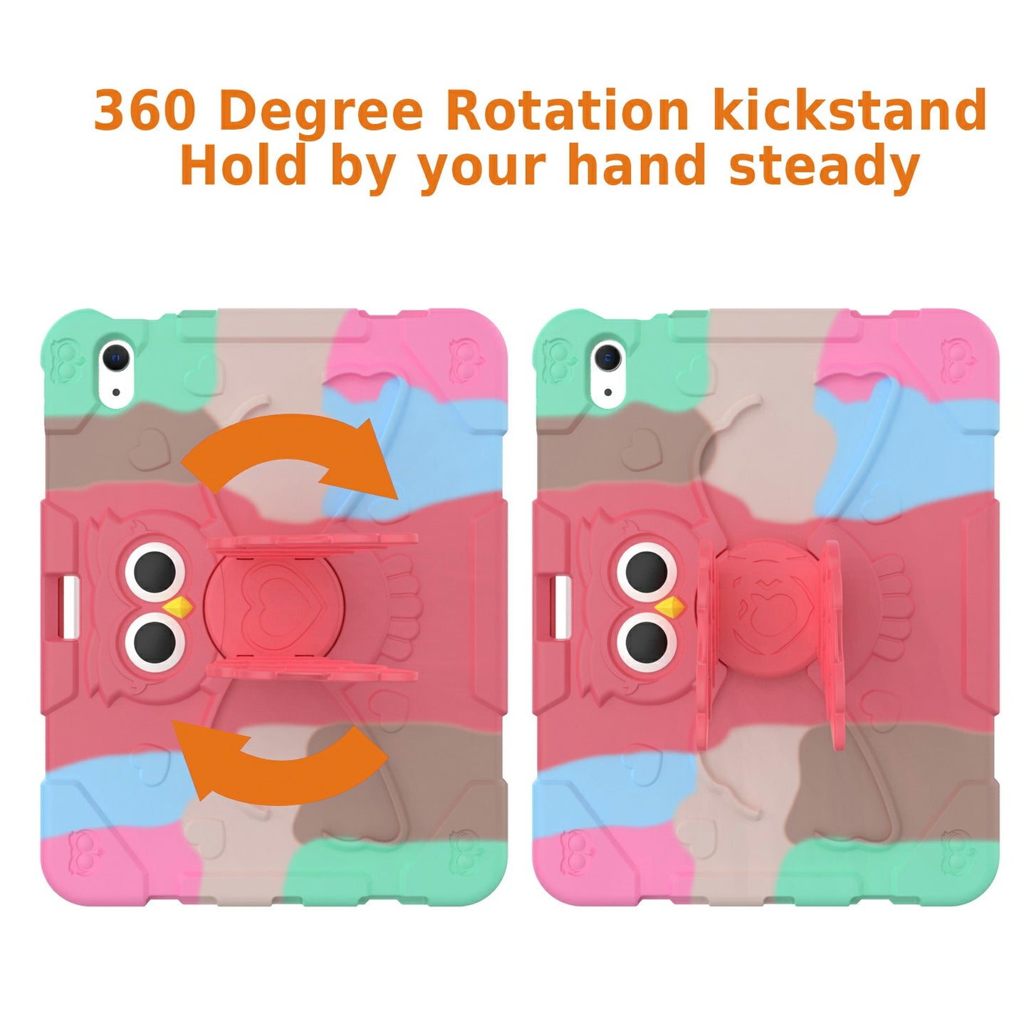 For iPad 10.9 (2022) Gradient Silicone Tablet Case Rotating PC Kickstand Anti-Slip Cover