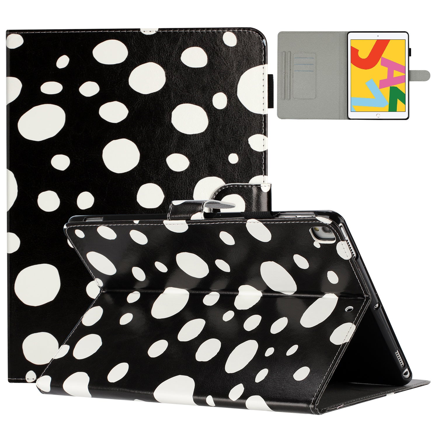 For iPad 10.2 (2021) / (2019) / (2020) / iPad Pro 10.5-inch (2017) PU Leather Case Dot Printing Anti-Drop Tablet Cover