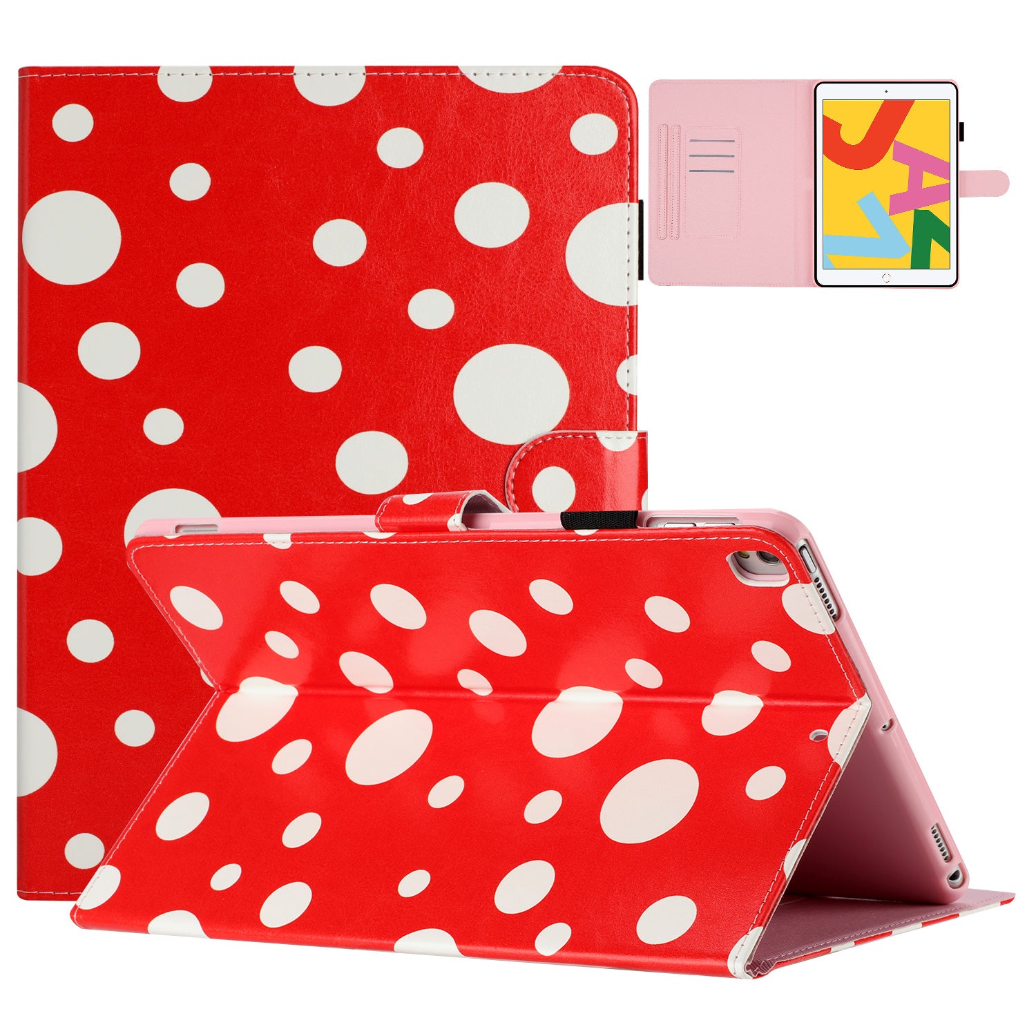 For iPad 10.2 (2021) / (2019) / (2020) / iPad Pro 10.5-inch (2017) PU Leather Case Dot Printing Anti-Drop Tablet Cover