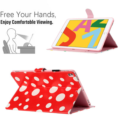 For iPad 10.2 (2021) / (2019) / (2020) / iPad Pro 10.5-inch (2017) PU Leather Case Dot Printing Anti-Drop Tablet Cover