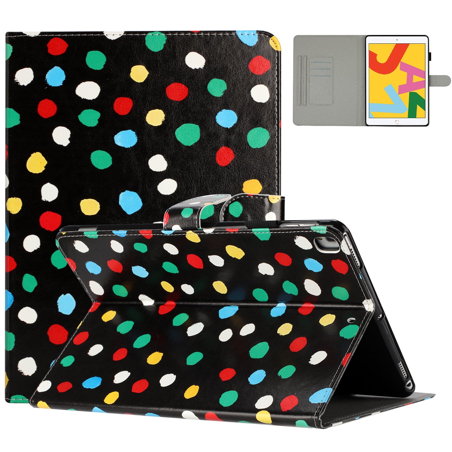 For iPad 10.2 (2021) / (2019) / (2020) / iPad Pro 10.5-inch (2017) PU Leather Case Dot Printing Anti-Drop Tablet Cover