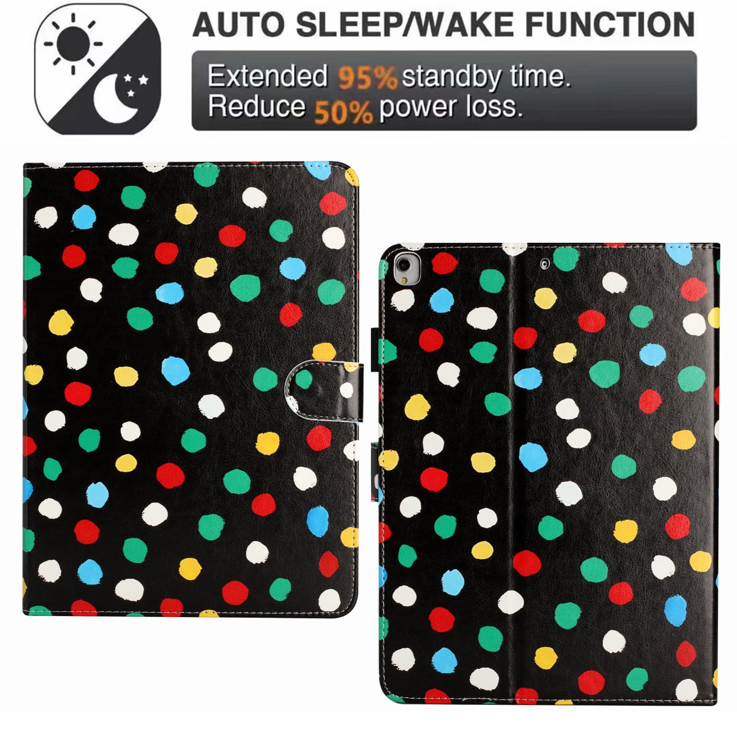 For iPad 10.2 (2021) / (2019) / (2020) / iPad Pro 10.5-inch (2017) PU Leather Case Dot Printing Anti-Drop Tablet Cover