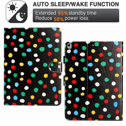 For iPad 10.2 (2021) / (2019) / (2020) / iPad Pro 10.5-inch (2017) PU Leather Case Dot Printing Anti-Drop Tablet Cover