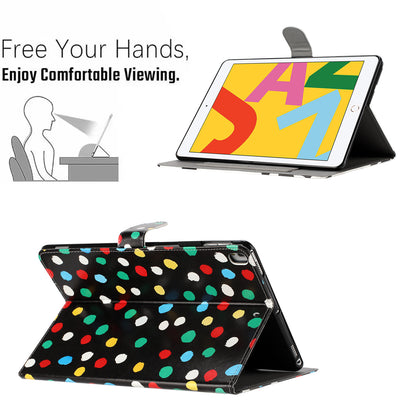 For iPad 10.2 (2021) / (2019) / (2020) / iPad Pro 10.5-inch (2017) PU Leather Case Dot Printing Anti-Drop Tablet Cover