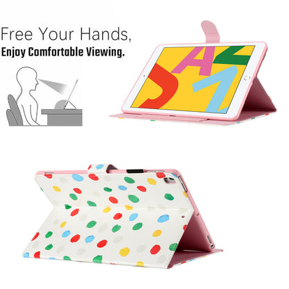 For iPad 10.2 (2021) / (2019) / (2020) / iPad Pro 10.5-inch (2017) PU Leather Case Dot Printing Anti-Drop Tablet Cover
