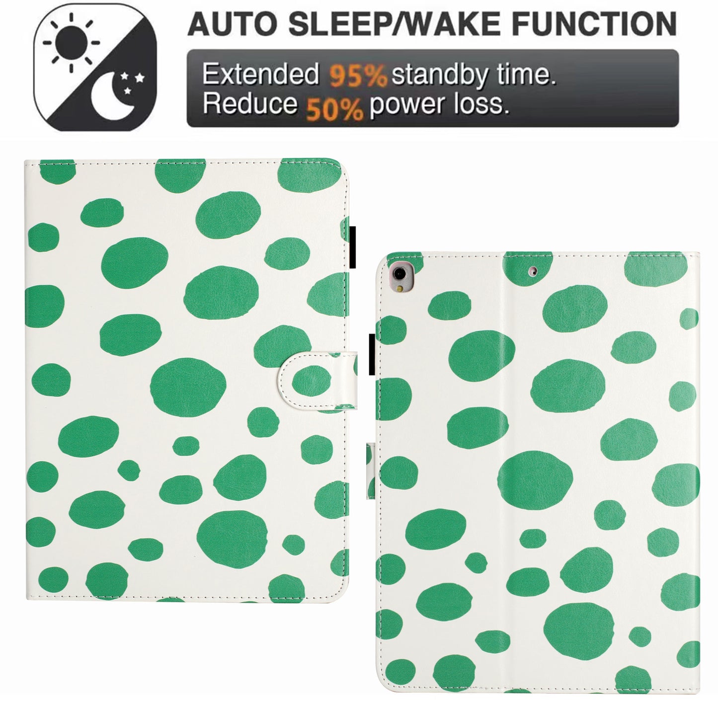For iPad 10.2 (2021) / (2019) / (2020) / iPad Pro 10.5-inch (2017) PU Leather Case Dot Printing Anti-Drop Tablet Cover