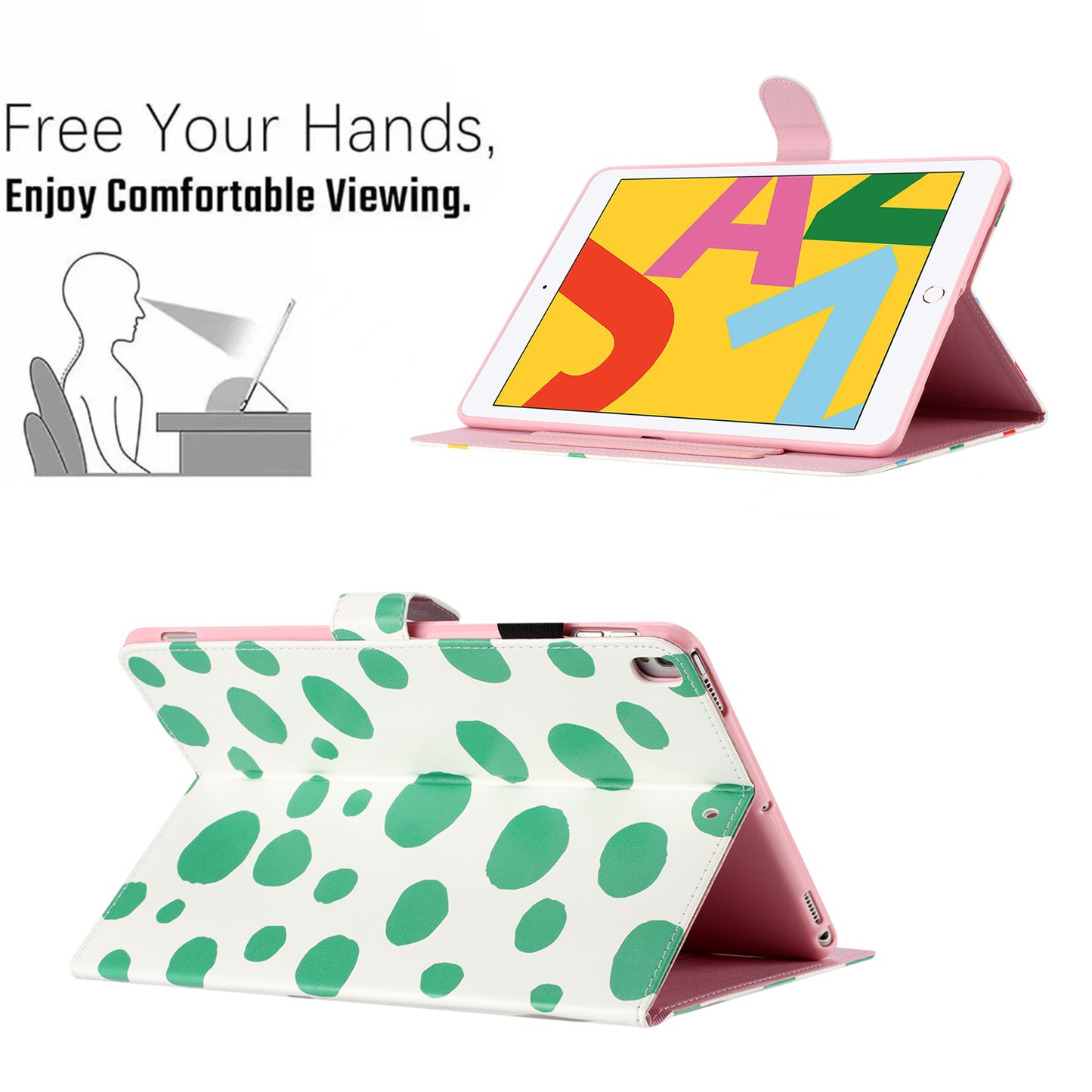 For iPad 10.2 (2021) / (2019) / (2020) / iPad Pro 10.5-inch (2017) PU Leather Case Dot Printing Anti-Drop Tablet Cover