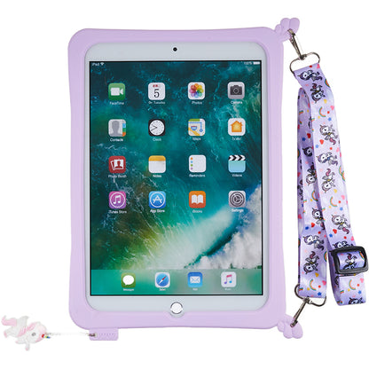For iPad 10.2 (2021) / (2019) / (2020) / iPad Pro 10.5-inch (2017) / iPad Air 10.5 inch (2019) Silicone+PC Tablet Cover Cute Decor Kickstand Case with Strap