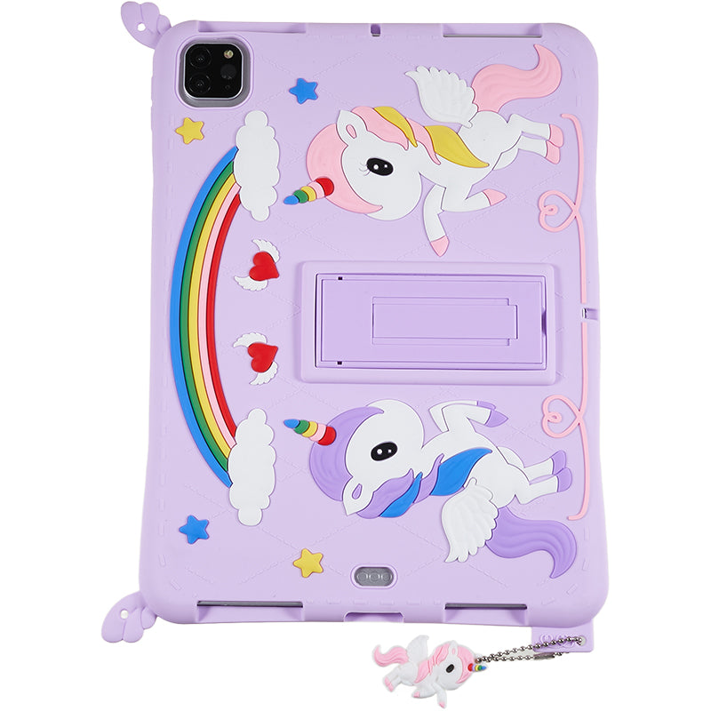 For iPad Pro 11 (2020) / (2021) / (2022) / iPad Air (2020) / (2022) Hard PC Kickstand Silicone Tablet Cover Case with Strap