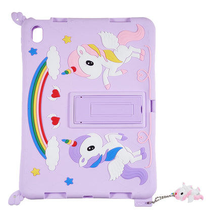 Cute Decor Tablet Shell for iPad 10.9 (2022) , Silicone+PC Tablet Cover Kickstand Case with Strap