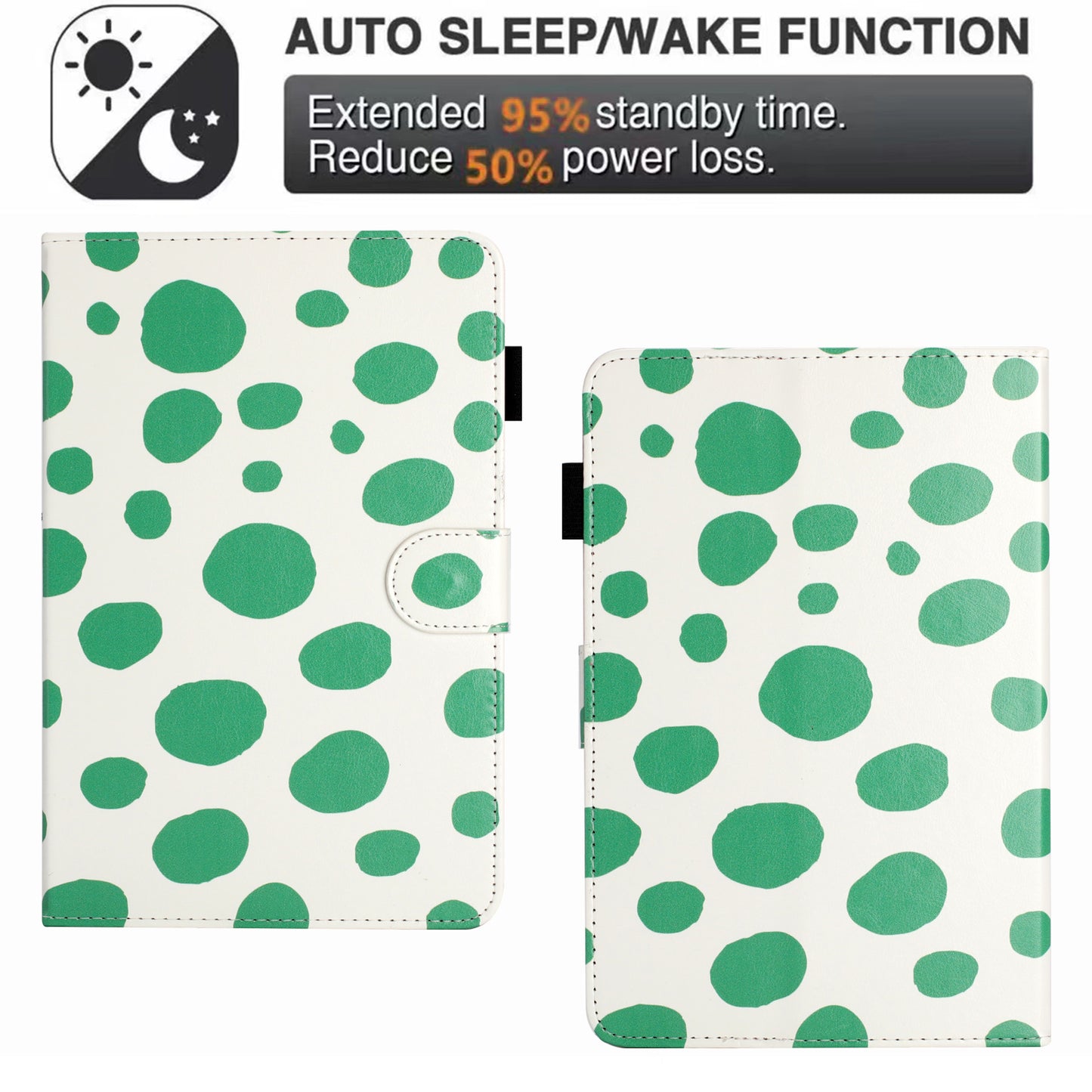 10-inch Dots Pattern Anti-scratch PU Leather Card Holder Stand Case Auto Wake / Sleep Tablet Cover