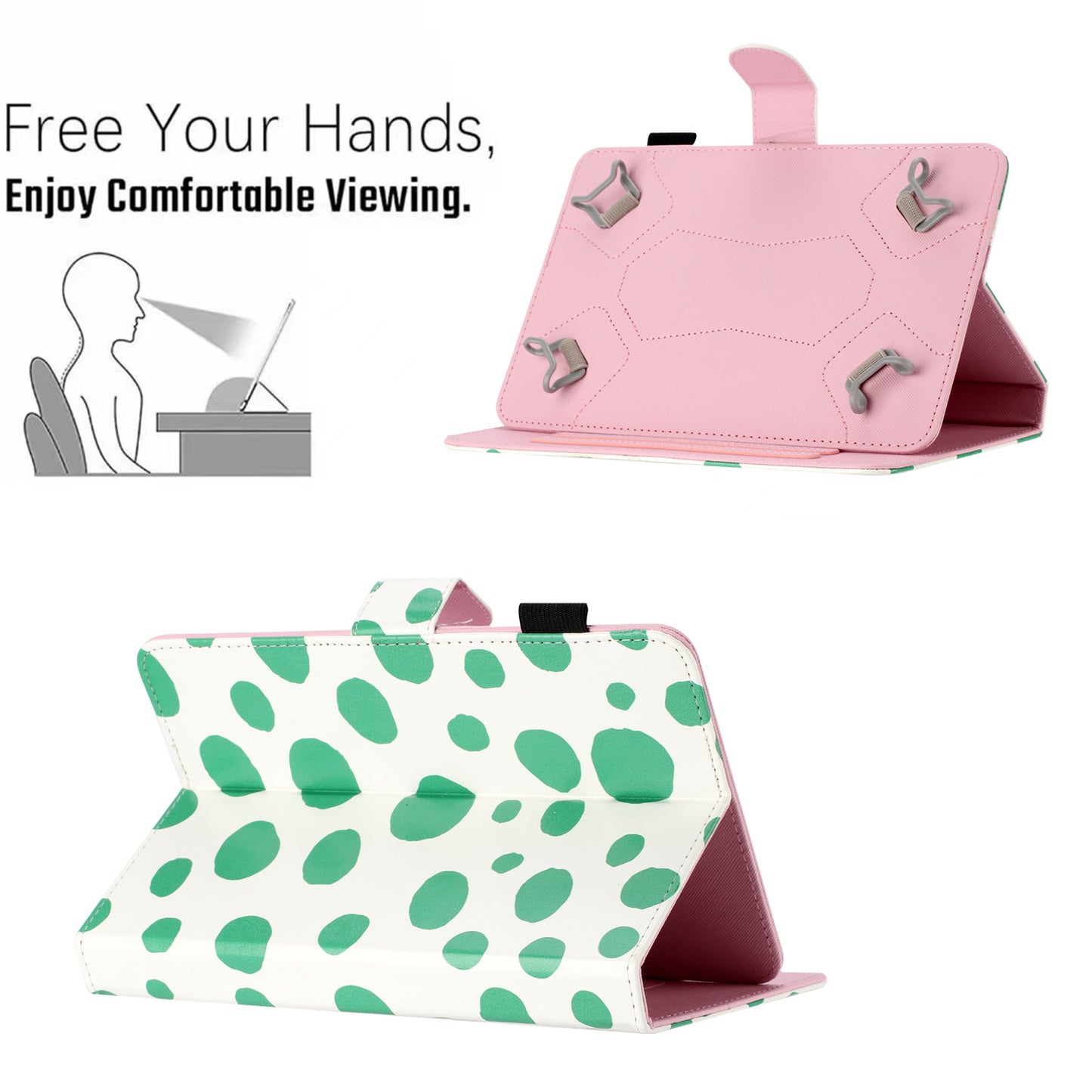 10-inch Dots Pattern Anti-scratch PU Leather Card Holder Stand Case Auto Wake / Sleep Tablet Cover