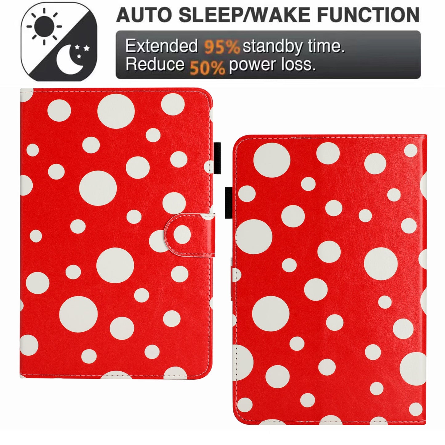 10-inch Dots Pattern Anti-scratch PU Leather Card Holder Stand Case Auto Wake / Sleep Tablet Cover