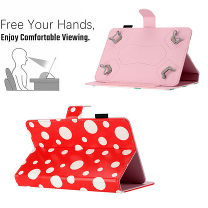 10-inch Dots Pattern Anti-scratch PU Leather Card Holder Stand Case Auto Wake / Sleep Tablet Cover