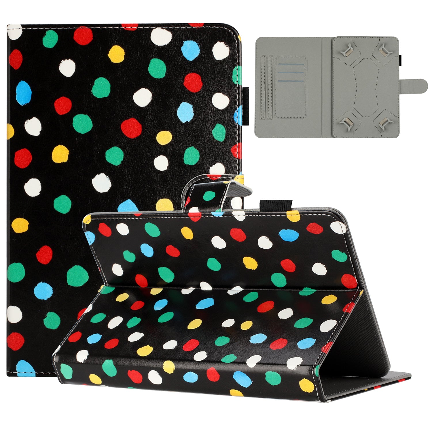 10-inch Dots Pattern Anti-scratch PU Leather Card Holder Stand Case Auto Wake / Sleep Tablet Cover