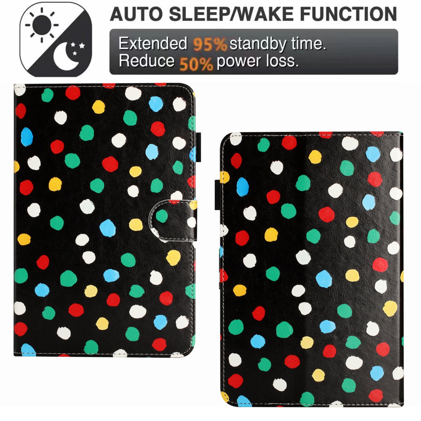 10-inch Dots Pattern Anti-scratch PU Leather Card Holder Stand Case Auto Wake / Sleep Tablet Cover