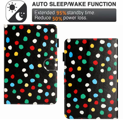 10-inch Dots Pattern Anti-scratch PU Leather Card Holder Stand Case Auto Wake / Sleep Tablet Cover