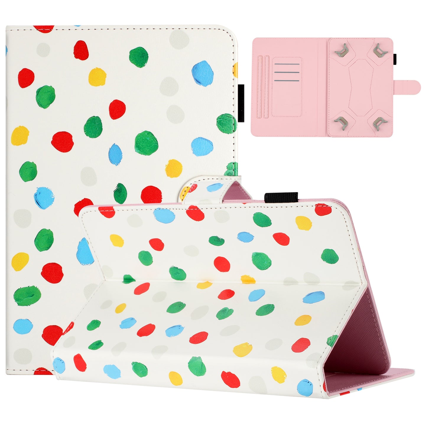 10-inch Dots Pattern Anti-scratch PU Leather Card Holder Stand Case Auto Wake / Sleep Tablet Cover