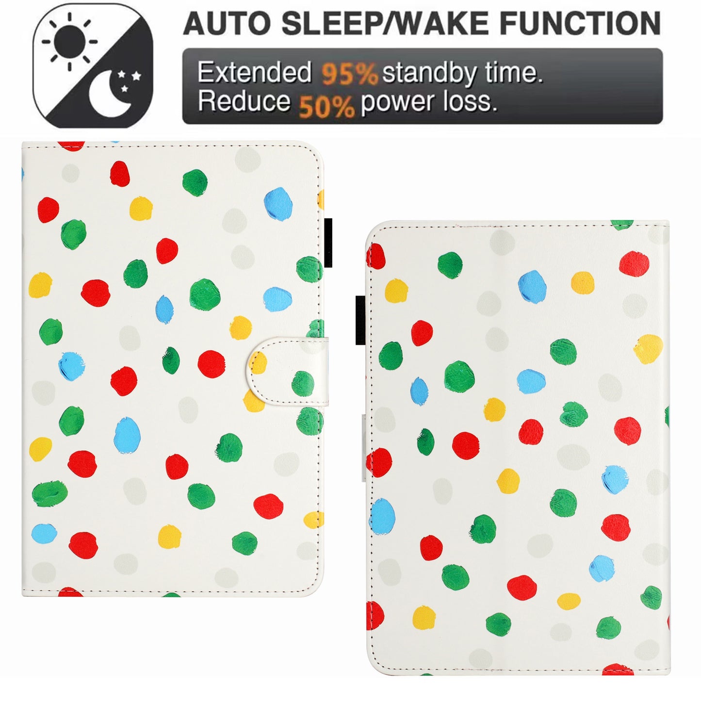 10-inch Dots Pattern Anti-scratch PU Leather Card Holder Stand Case Auto Wake / Sleep Tablet Cover
