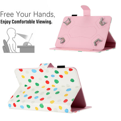 10-inch Dots Pattern Anti-scratch PU Leather Card Holder Stand Case Auto Wake / Sleep Tablet Cover