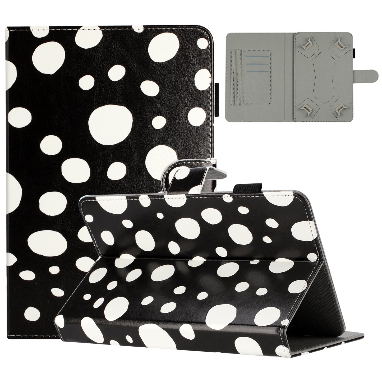 10-inch Dots Pattern Anti-scratch PU Leather Card Holder Stand Case Auto Wake / Sleep Tablet Cover
