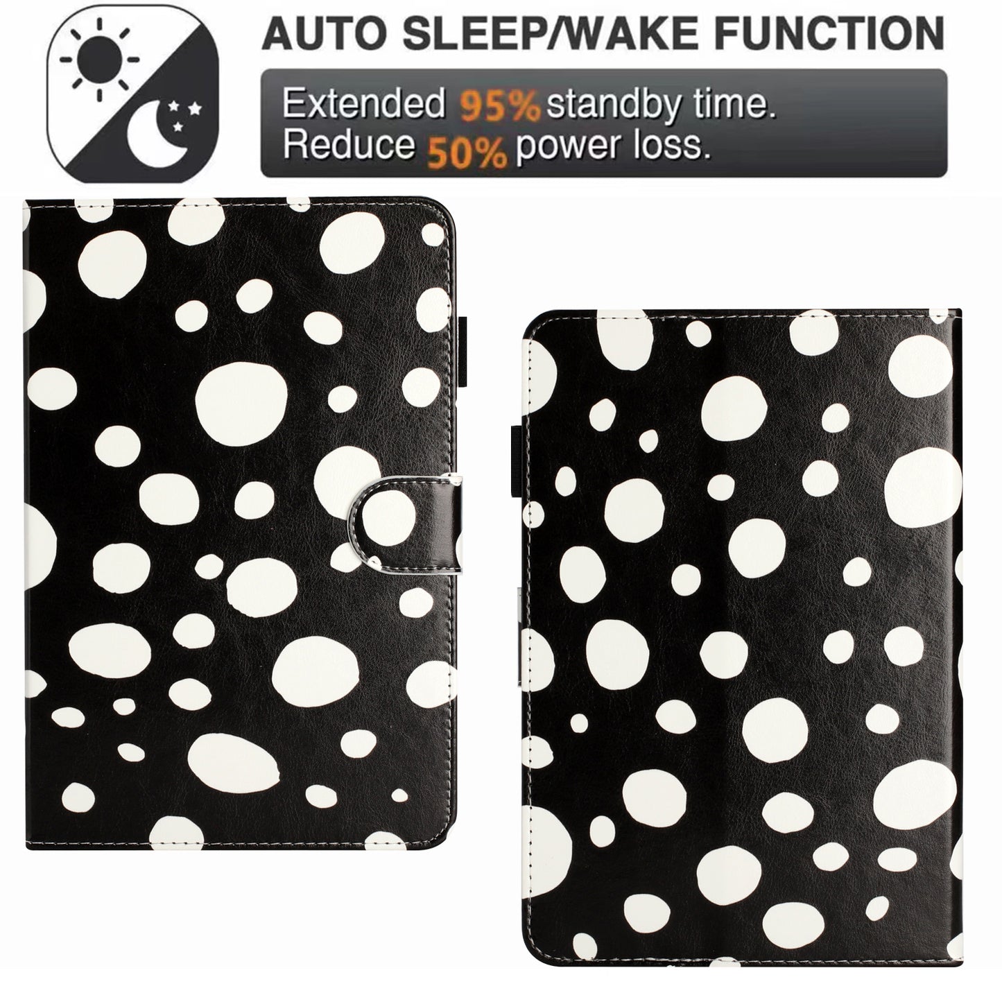 10-inch Dots Pattern Anti-scratch PU Leather Card Holder Stand Case Auto Wake / Sleep Tablet Cover