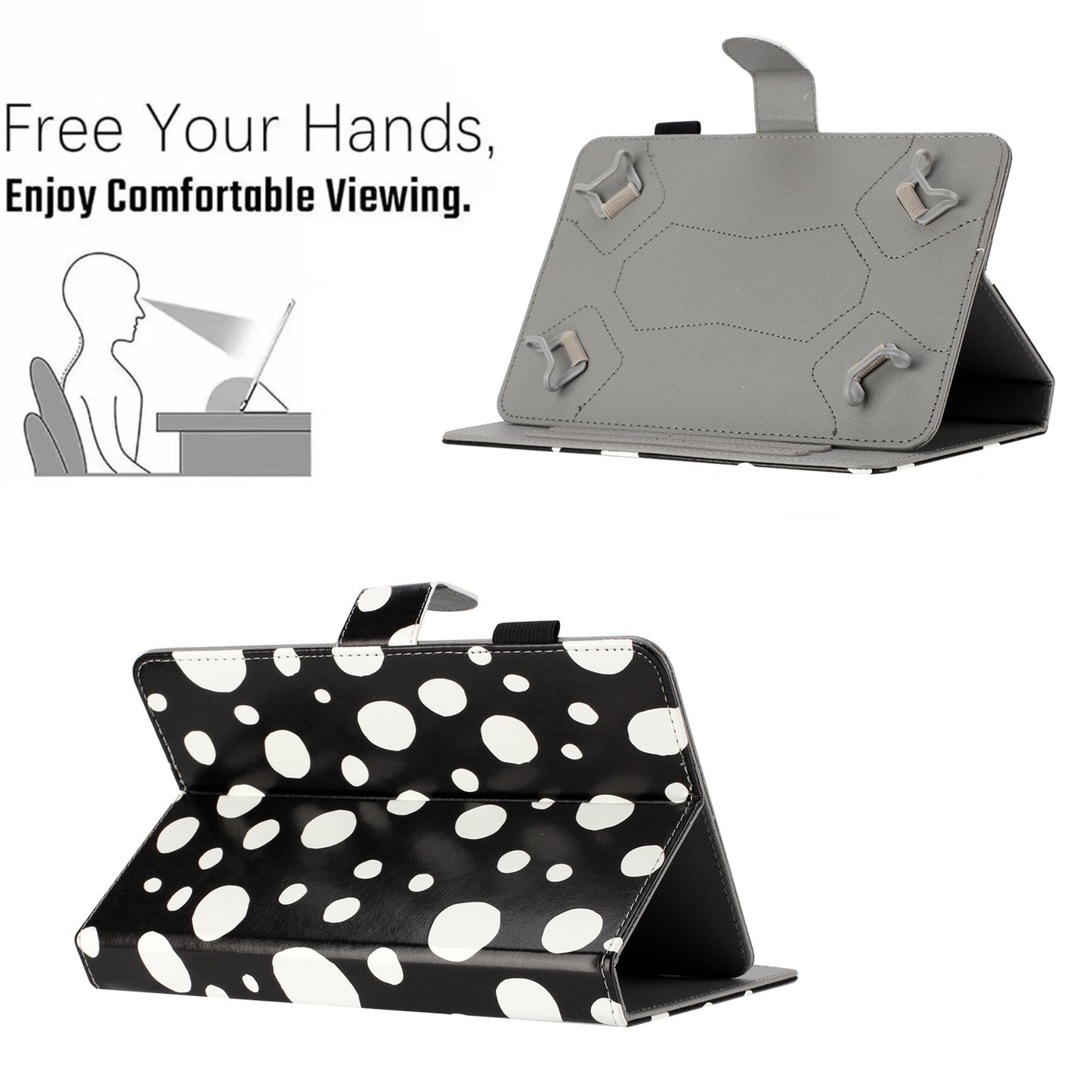 10-inch Dots Pattern Anti-scratch PU Leather Card Holder Stand Case Auto Wake / Sleep Tablet Cover
