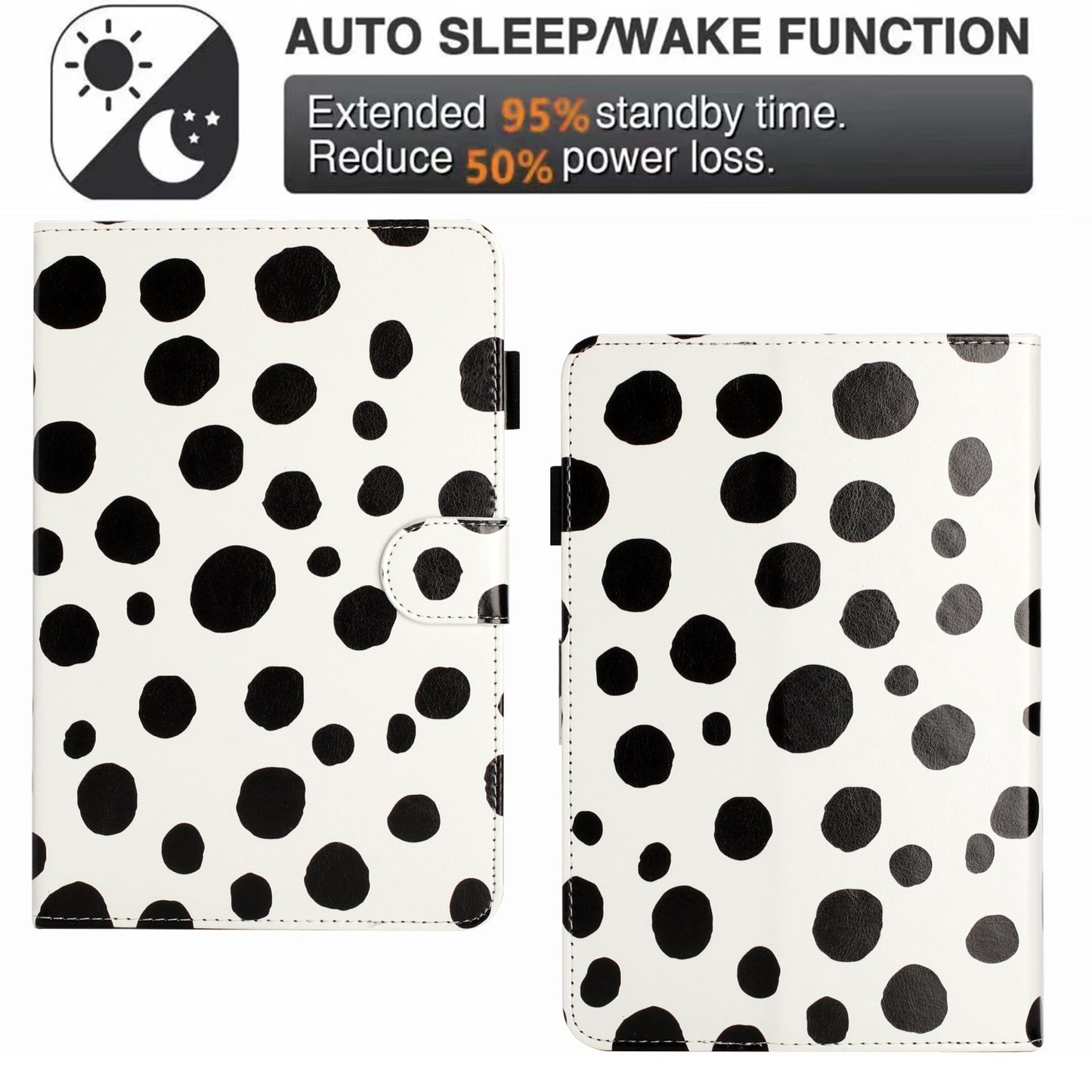 10-inch Dots Pattern Anti-scratch PU Leather Card Holder Stand Case Auto Wake / Sleep Tablet Cover
