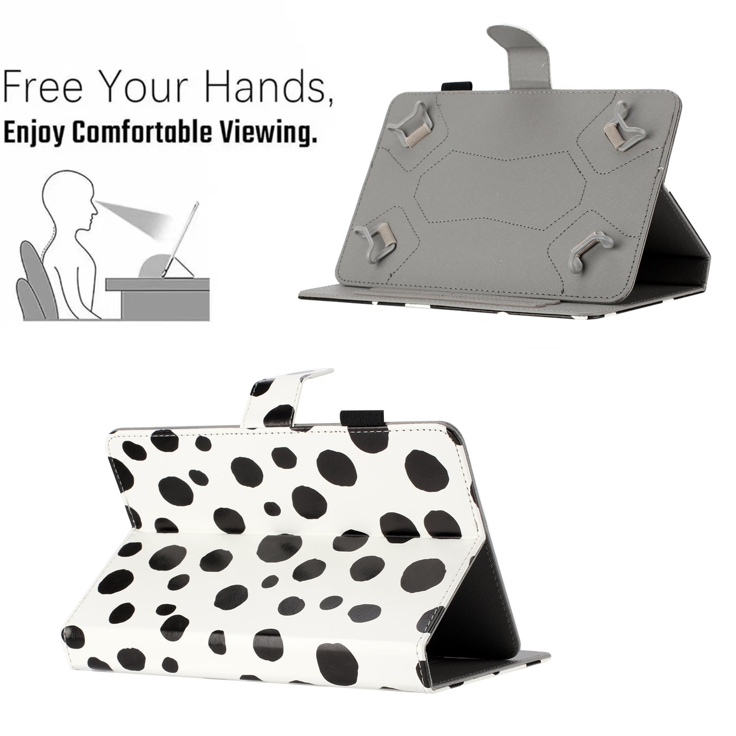 10-inch Dots Pattern Anti-scratch PU Leather Card Holder Stand Case Auto Wake / Sleep Tablet Cover