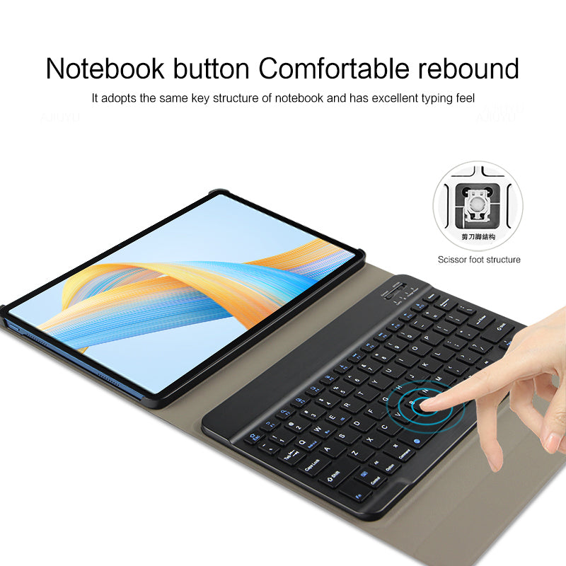 For Honor Pad V8 Tablet Case with Removable Wireless Bluetooth Keyboard PU Leather Stand Cover