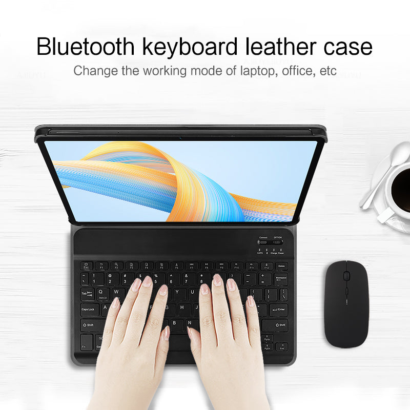 For Honor Pad V8 Tablet Case with Removable Wireless Bluetooth Keyboard PU Leather Stand Cover
